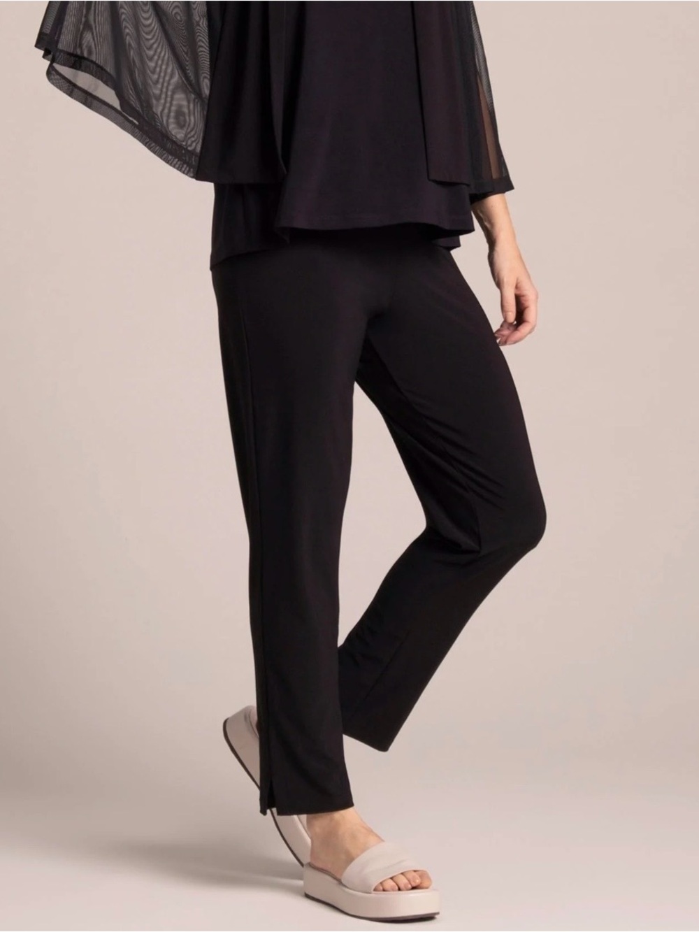 Sympli Narrow Ankle Pants Black Jersey Knit